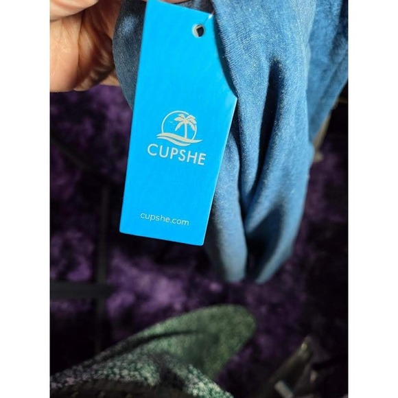 CUPSHE Blue Jersey Knit Maxi Dress Elastic Waist Casual Beach Vacation Size L - Picture 3 of 5